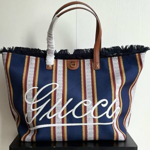 GUCCI グッチ ロゴ ストライプ キャンバス トートバッグ マルチカラー GU818771