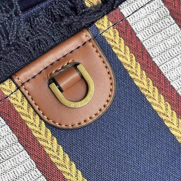 GUCCI グッチ ロゴ ストライプ キャンバス トートバッグ マルチカラー GU818771 - 画像 (5)