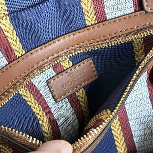 GUCCI グッチ ロゴ ストライプ キャンバス トートバッグ マルチカラー GU818771 - 画像 (8)
