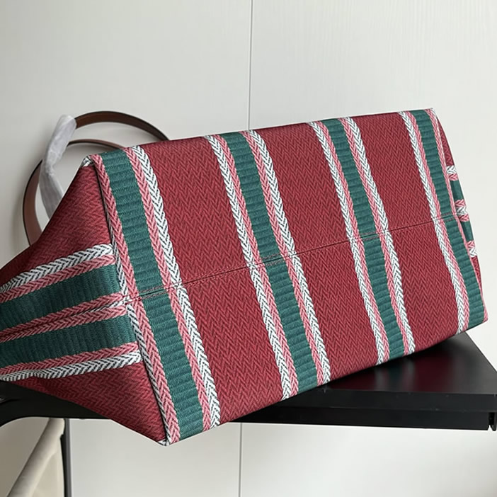 GUCCI グッチ ロゴ ストライプ キャンバス トートバッグ レッド GU818771 - 画像 (5)