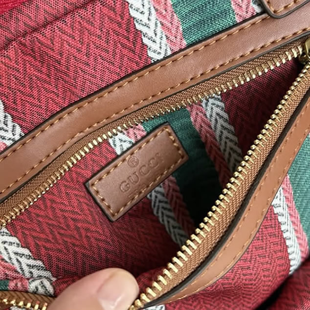 GUCCI グッチ ロゴ ストライプ キャンバス トートバッグ レッド GU818771 - 画像 (7)
