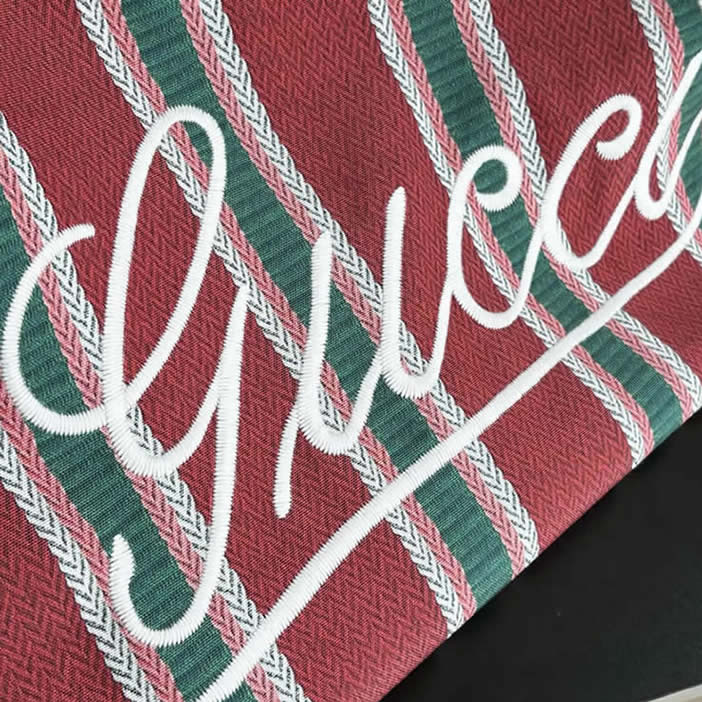 GUCCI グッチ ロゴ ストライプ キャンバス トートバッグ レッド GU818771 - 画像 (9)