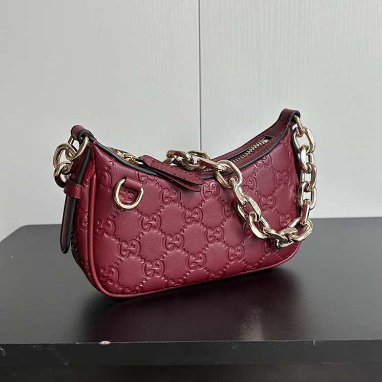 GUCCI GG マトラッセ レザー ミニバッグ レッド GU847091 - 画像 (2)