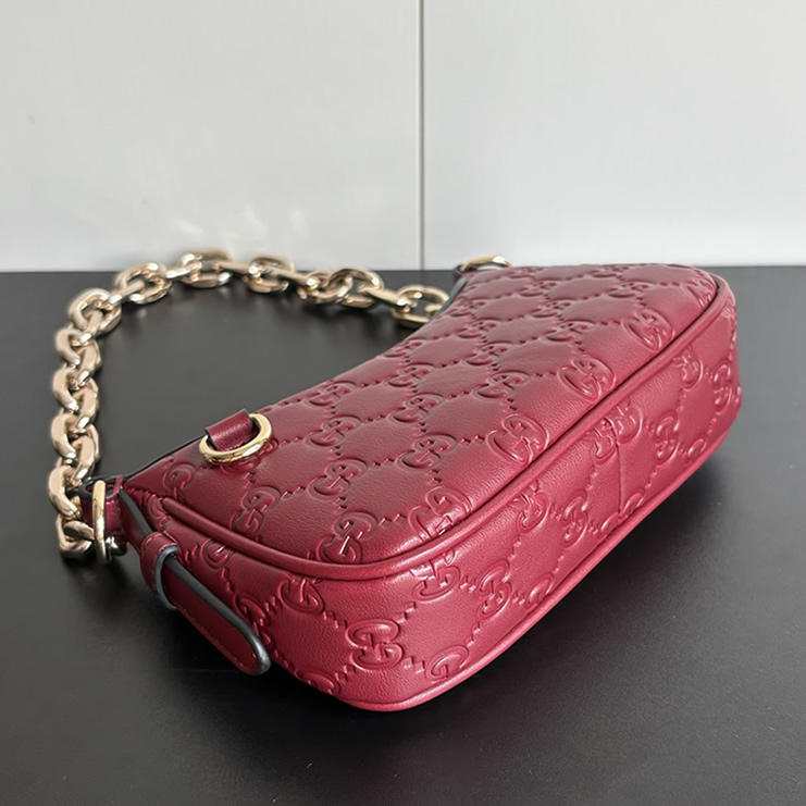GUCCI GG マトラッセ レザー ミニバッグ レッド GU847091 - 画像 (4)