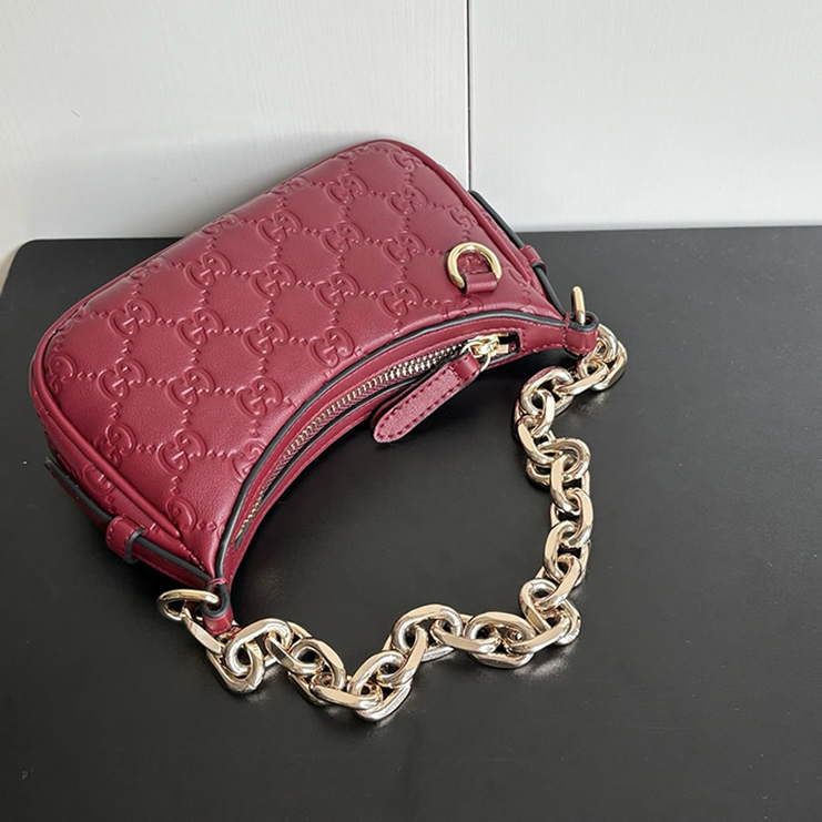 GUCCI GG マトラッセ レザー ミニバッグ レッド GU847091 - 画像 (5)