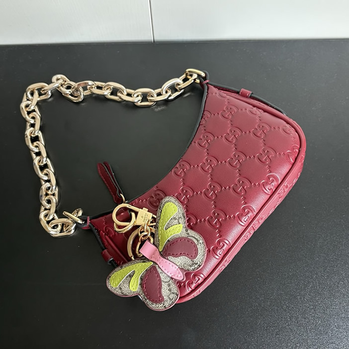 GUCCI GG マトラッセ レザー ミニバッグ レッド GU847091 - 画像 (6)