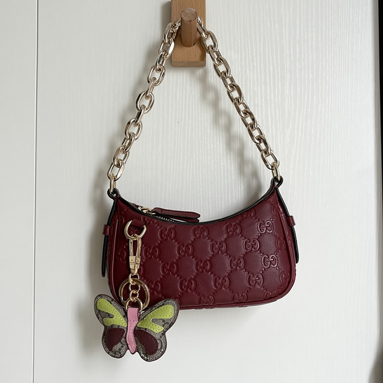 GUCCI GG マトラッセ レザー ミニバッグ レッド GU847091 - 画像 (9)
