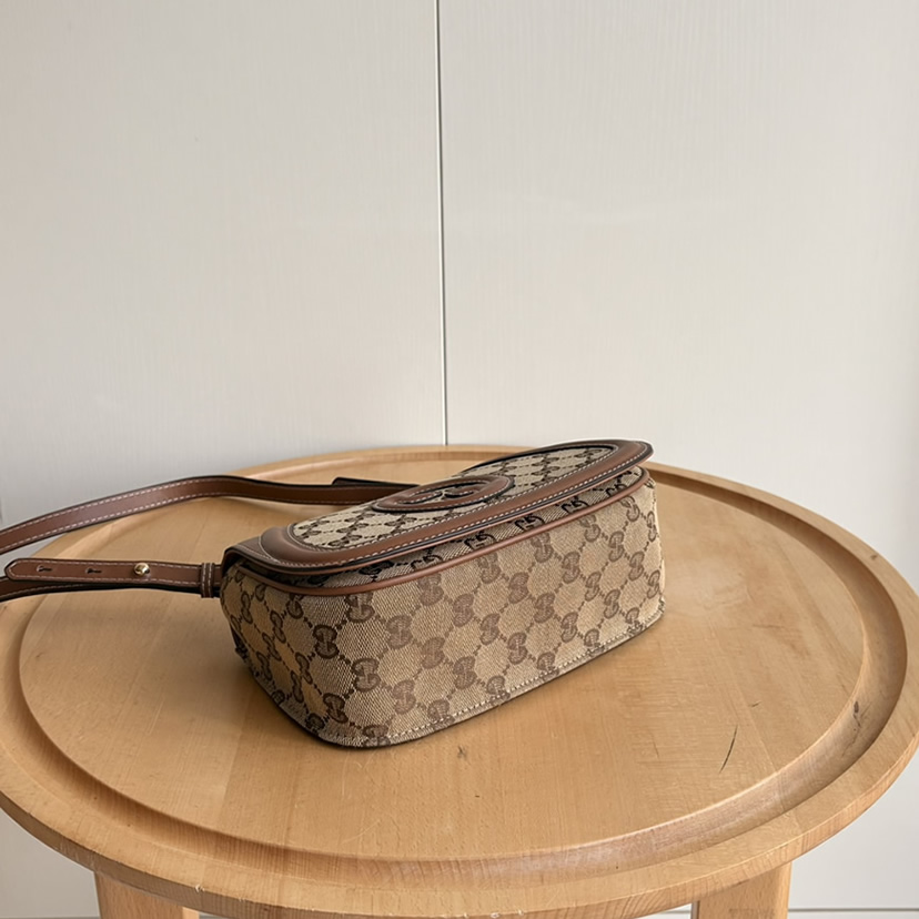GUCCI ブロンディ スモール ショルダーバッグ GGキャンバス ブラウン レザー GU815700 - 画像 (3)