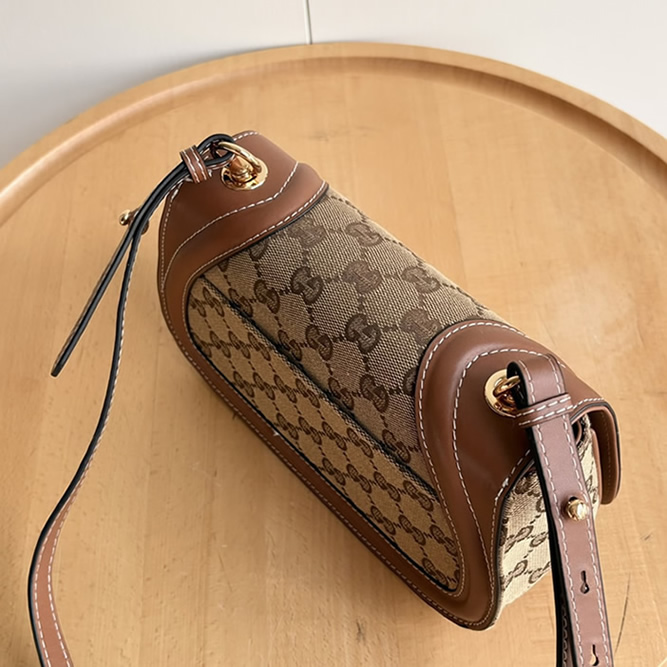 GUCCI ブロンディ スモール ショルダーバッグ GGキャンバス ブラウン レザー GU815700 - 画像 (5)