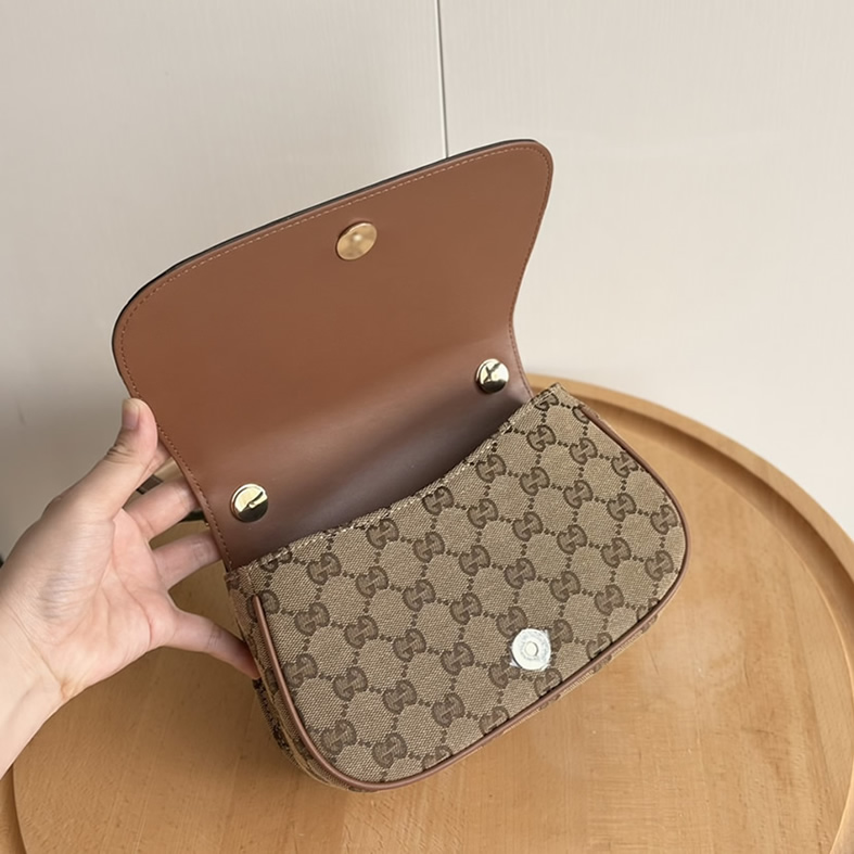 GUCCI ブロンディ スモール ショルダーバッグ GGキャンバス ブラウン レザー GU815700 - 画像 (6)