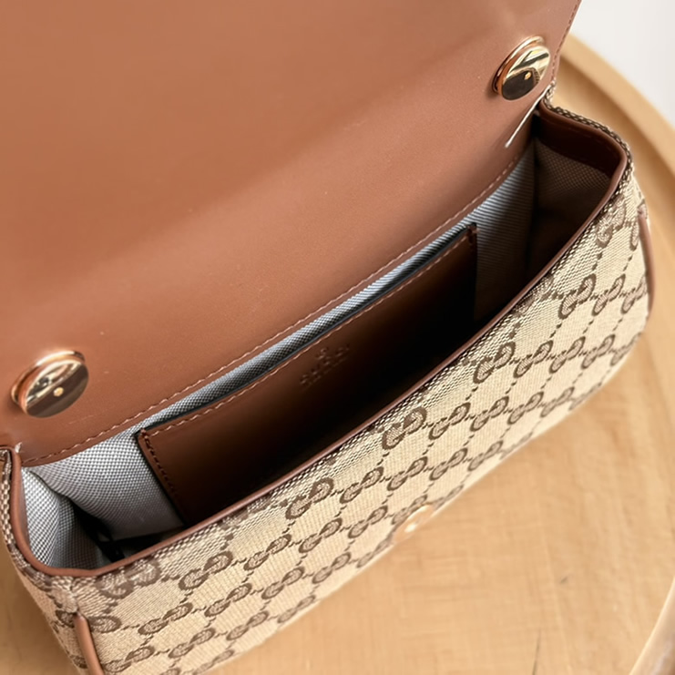 GUCCI ブロンディ スモール ショルダーバッグ GGキャンバス ブラウン レザー GU815700 - 画像 (7)