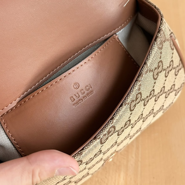 GUCCI ブロンディ スモール ショルダーバッグ GGキャンバス ブラウン レザー GU815700 - 画像 (8)