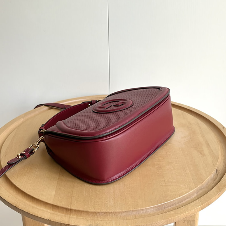 GUCCI ブロンディ スモール トップハンドルバッグ 編み込みレザー ボルドー GU815714 - 画像 (4)