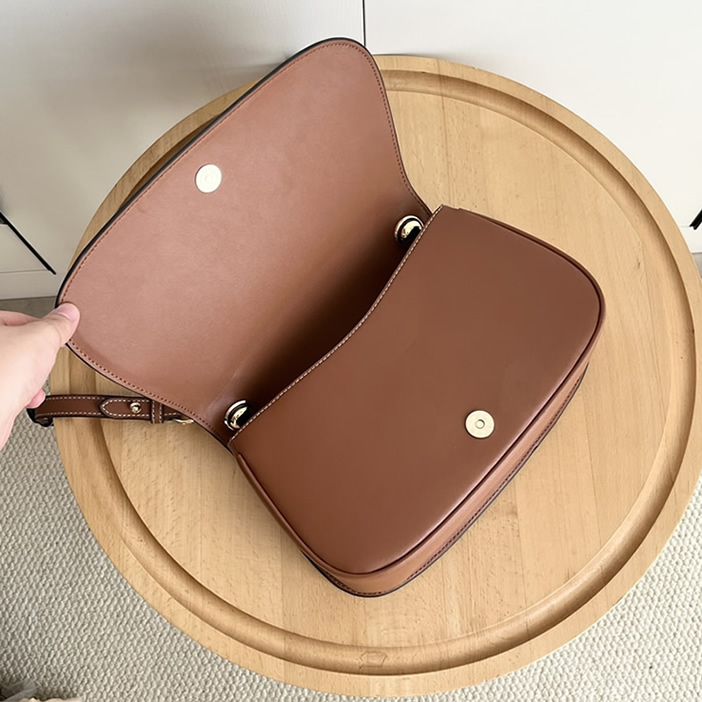 GUCCI ブロンディ スモール トップハンドルバッグ リネン キャンバス ブラウン レザー GU815714 - 画像 (7)