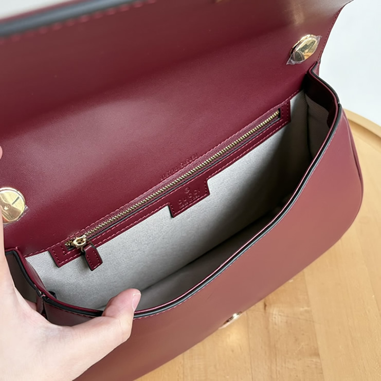 GUCCI ブロンディ スモール トップハンドルバッグ ボルドー レザー GU815716 - 画像 (7)