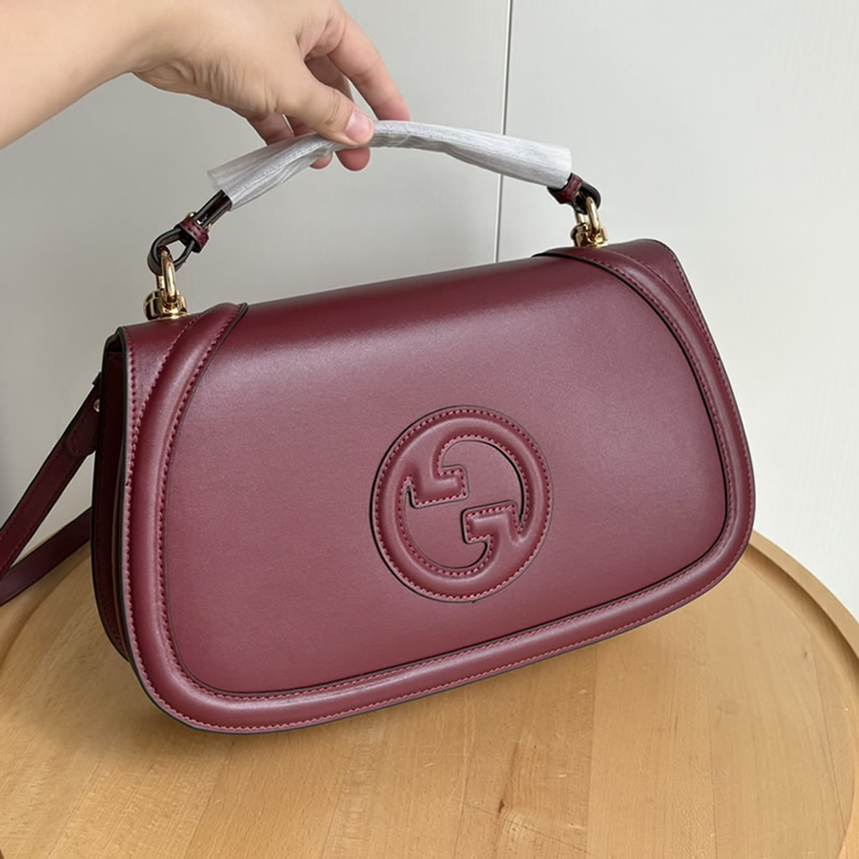 GUCCI ブロンディ スモール トップハンドルバッグ ボルドー レザー GU815716 - 画像 (9)