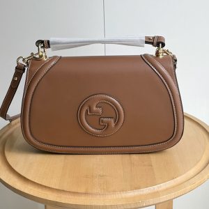 GUCCI ブロンディ スモール トップハンドルバッグ ブラウン レザー GU815716