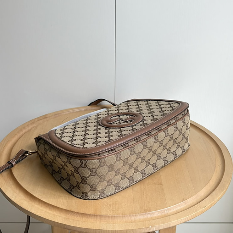 GUCCI ブロンディ スモール トップハンドルバッグ GGキャンバス ブラウン レザー GU815716 - 画像 (3)
