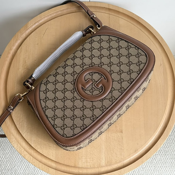 GUCCI ブロンディ スモール トップハンドルバッグ GGキャンバス ブラウン レザー GU815716 - 画像 (4)