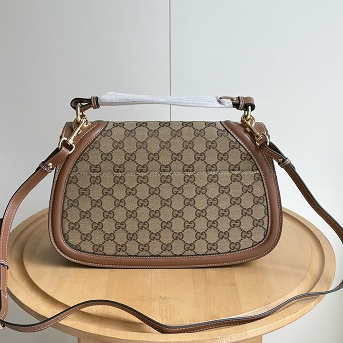 GUCCI ブロンディ スモール トップハンドルバッグ GGキャンバス ブラウン レザー GU815716 - 画像 (5)