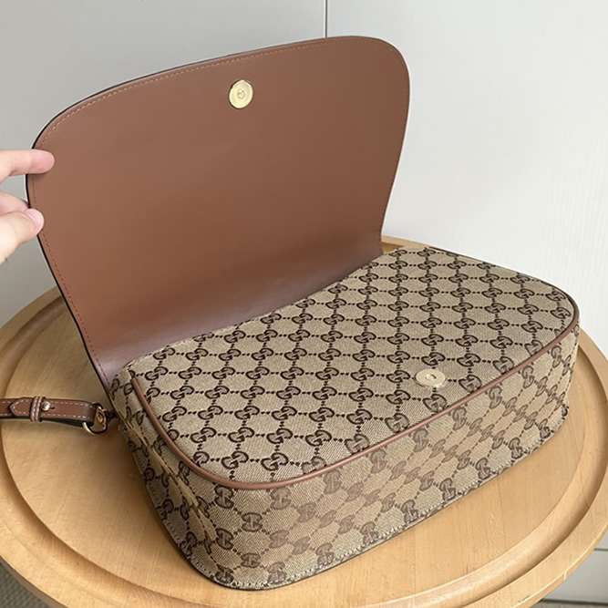 GUCCI ブロンディ スモール トップハンドルバッグ GGキャンバス ブラウン レザー GU815716 - 画像 (6)