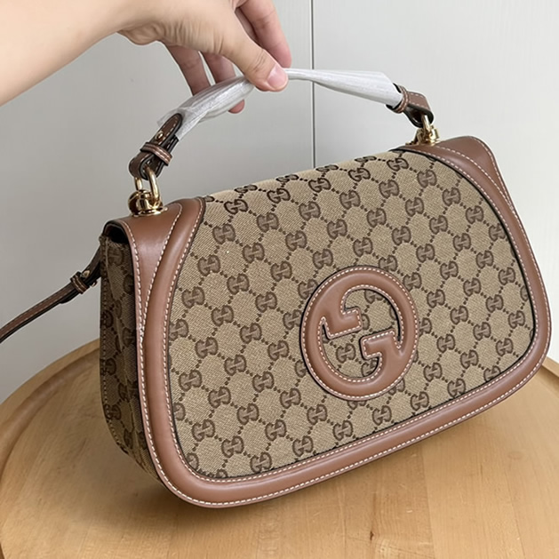 GUCCI ブロンディ スモール トップハンドルバッグ GGキャンバス ブラウン レザー GU815716 - 画像 (9)