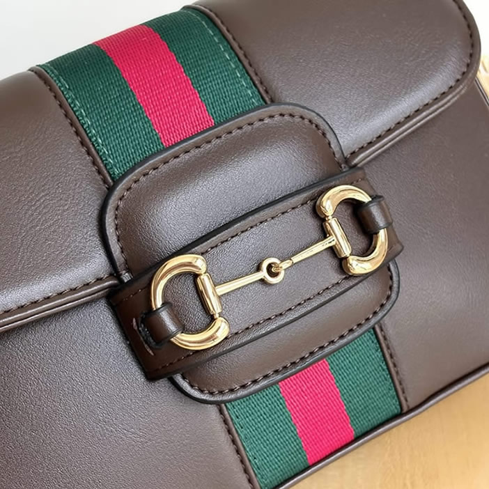 GUCCI ホースビット 1955 スモール ショルダーバッグ ダークブラウン レザー ウェブストライプ GU866762 - 画像 (3)