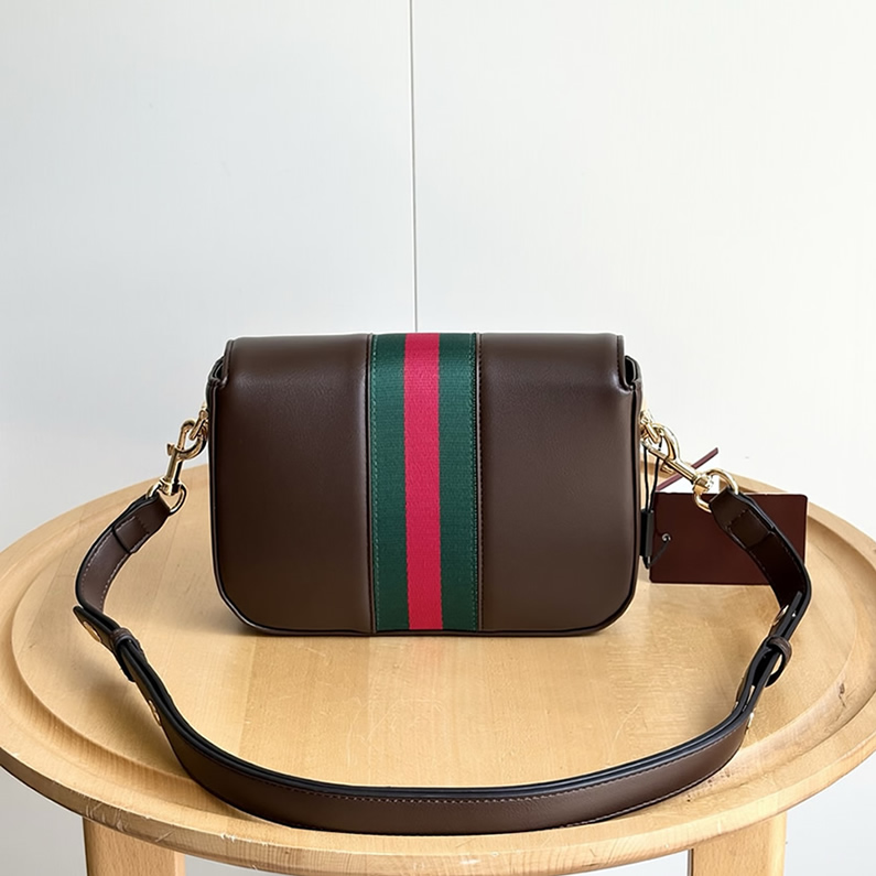 GUCCI ホースビット 1955 スモール ショルダーバッグ ダークブラウン レザー ウェブストライプ GU866762 - 画像 (4)