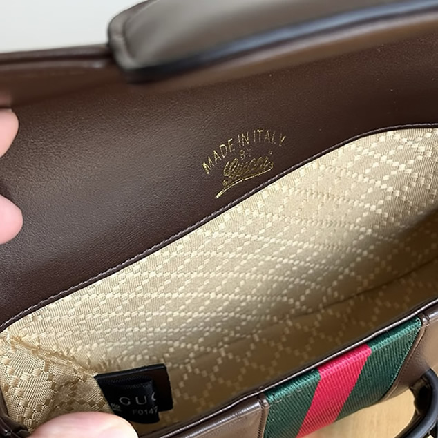GUCCI ホースビット 1955 スモール ショルダーバッグ ダークブラウン レザー ウェブストライプ GU866762 - 画像 (7)