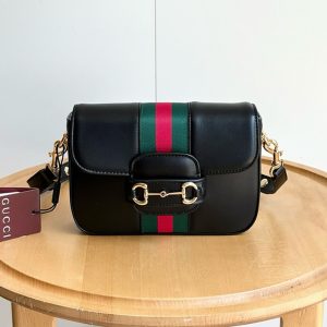 GUCCI ホースビット 1955 スモール ショルダーバッグ ブラック レザー ウェブストライプ GU866762