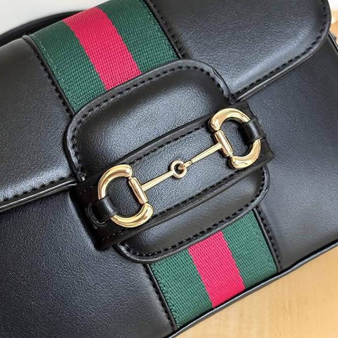 GUCCI ホースビット 1955 スモール ショルダーバッグ ブラック レザー ウェブストライプ GU866762 - 画像 (3)