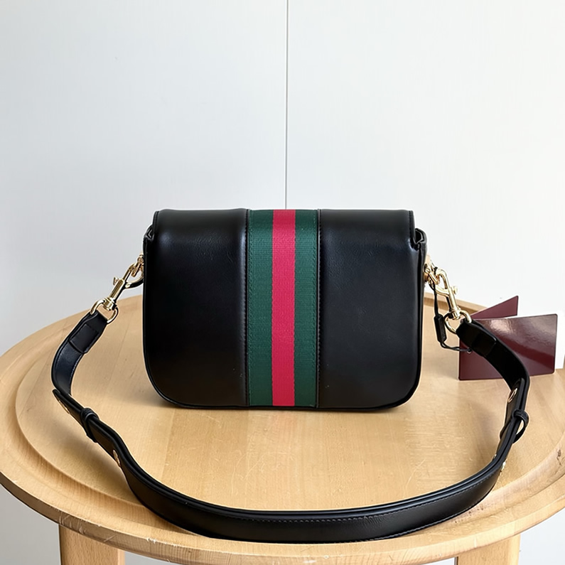 GUCCI ホースビット 1955 スモール ショルダーバッグ ブラック レザー ウェブストライプ GU866762 - 画像 (6)