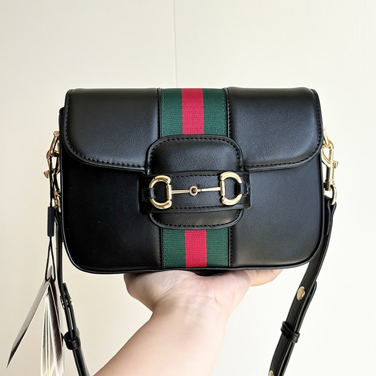 GUCCI ホースビット 1955 スモール ショルダーバッグ ブラック レザー ウェブストライプ GU866762 - 画像 (8)