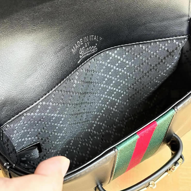 GUCCI ホースビット 1955 スモール ショルダーバッグ ブラック レザー ウェブストライプ GU866762 - 画像 (9)
