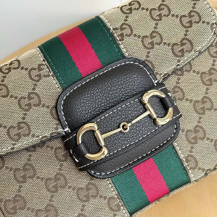 GUCCI ホースビット 1955 スモール ショルダーバッグ GGキャンバス ブラック レザー ウェブストライプ GU866762 - 画像 (3)