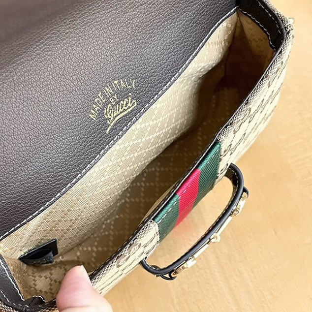 GUCCI ホースビット 1955 スモール ショルダーバッグ GGキャンバス ブラック レザー ウェブストライプ GU866762 - 画像 (9)
