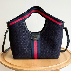 GUCCI オフィディア ミディアム トートバッグ GGキャンバス ネイビー ウェブストライプ GU860845
