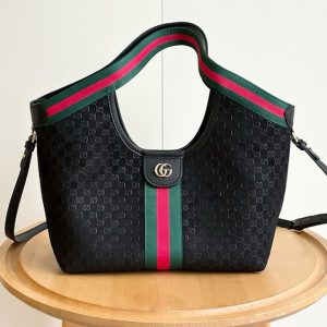 GUCCI オフィディア ミディアム トートバッグ GGキャンバス ブラック ウェブストライ GU860845