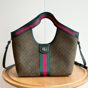 GUCCI オフィディア ミディアム トートバッグ GGキャンバス ダークグリーン ウェブストライプ GU860845