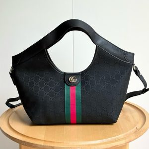 GUCCI オフィディア ミディアム トートバッグ GGキャンバス ブラック ウェブストライプ GU860845
