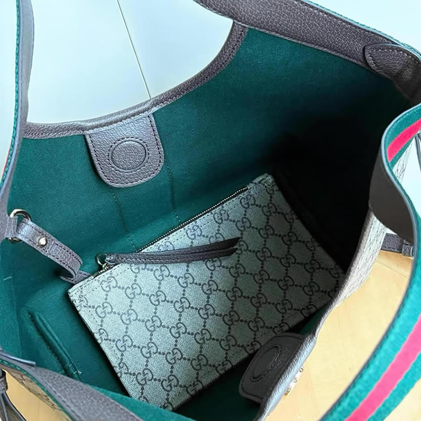 GUCCI オフィディア ミディアム トートバッグ GGスプリーム ブラウン レザー ウェブストライプ GU860845 - 画像 (5)