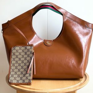 GUCCI オフィディア ラージ トートバッグ ブラウン レザー GU853971