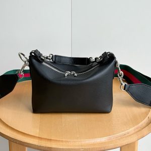 GUCCI レザー 2WAY ショルダーバッグ ブラック ウェブストライプ GU871595