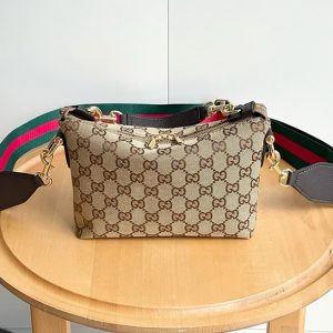 GUCCI GGキャンバス 2WAY ショルダーバッグ ベージュ ウェブストライプ GU871595