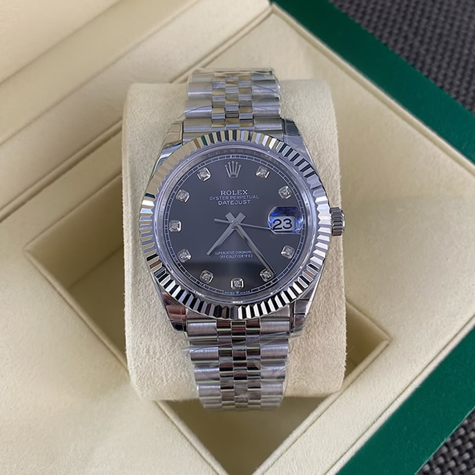 ROLEX ロレックス デイトジャスト 41 スレート文字盤 ダイヤ メンズ 腕時計 126334 - 画像 (3)