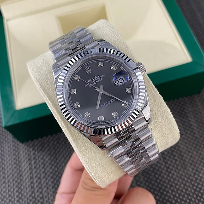 ROLEX ロレックス デイトジャスト 41 スレート文字盤 ダイヤ メンズ 腕時計 126334 - 画像 (4)