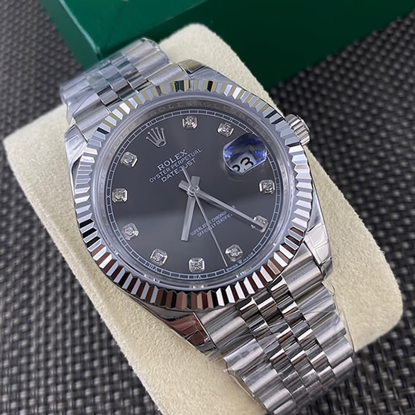 ROLEX ロレックス デイトジャスト 41 スレート文字盤 ダイヤ メンズ 腕時計 126334 - 画像 (6)