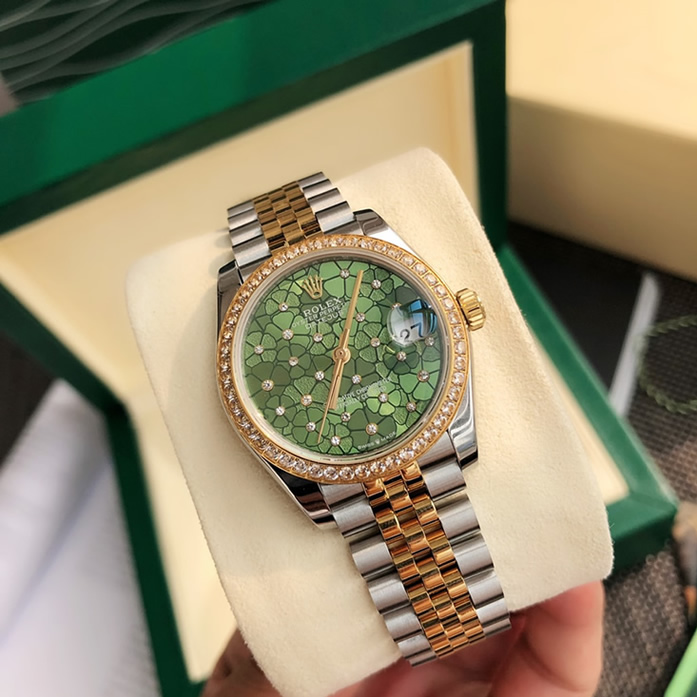 日本語: ROLEX ロレックス デイトジャスト 31 フローラルモチーフ ベゼルダイヤ メンズ レディース 腕時計 278383RBR