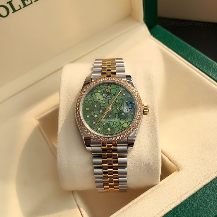 日本語: ROLEX ロレックス デイトジャスト 31 フローラルモチーフ ベゼルダイヤ メンズ レディース 腕時計 278383RBR - 画像 (4)