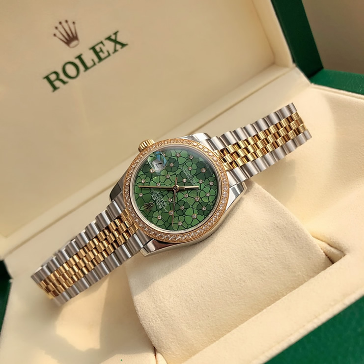 日本語: ROLEX ロレックス デイトジャスト 31 フローラルモチーフ ベゼルダイヤ メンズ レディース 腕時計 278383RBR - 画像 (5)